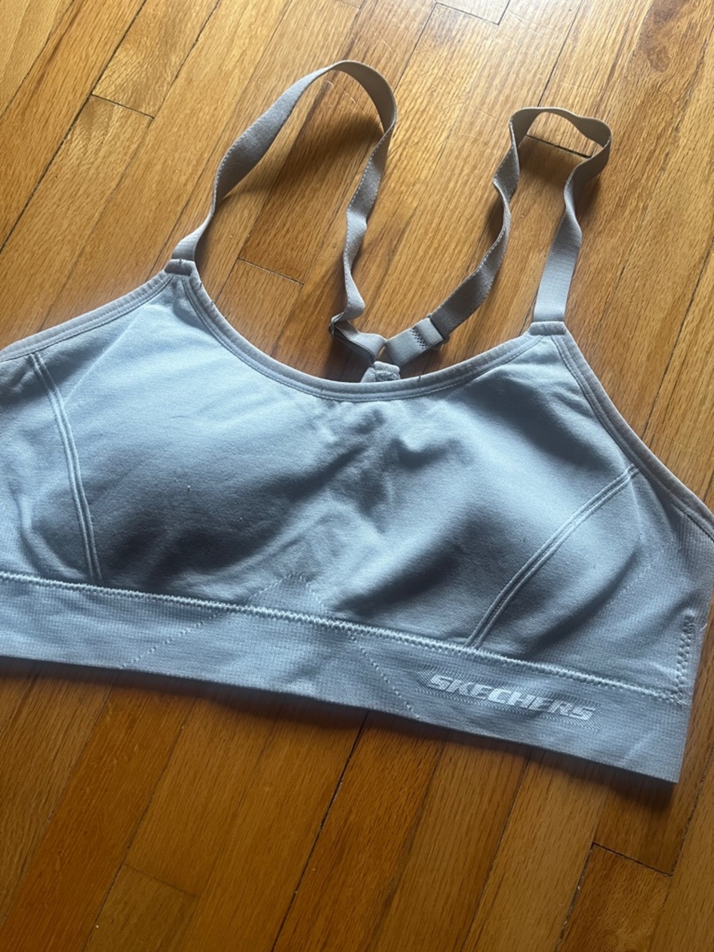 Skechers Light Gray Wireless Seamless Sports Bra with Adjustable Straps